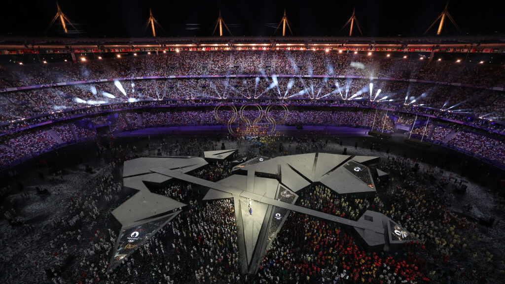 A general view inside the stadium as Thomas Bach, President of International Olympic Committee, ack...